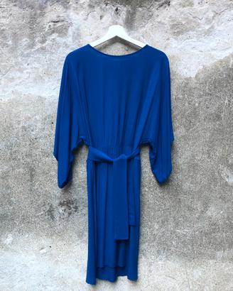 Abito con maniche ampie Pois in viscosa blu