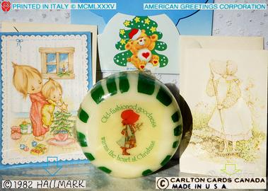 Vintage NATALE Holly Hobbie candela Biglietti 1980