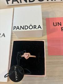 Anello Pandora cuore rosa nuovo originale tg 54