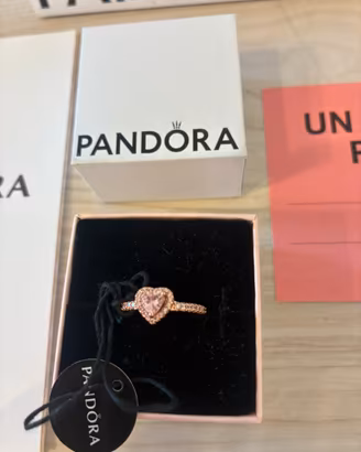 Anello Pandora cuore rosa nuovo originale tg 54
