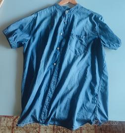 Camicia blu maniche corte 