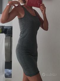 Vestito verde tg. 40 smanicato viscosa cachemire 