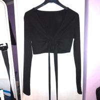 maglietta a coste con nodo indietro con anello