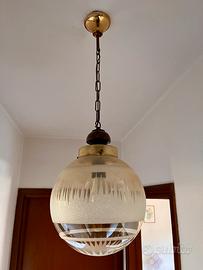 Lampadario sfera di vetro anni 70