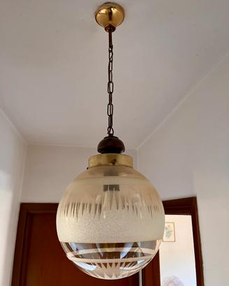 Lampadario sfera di vetro anni 70