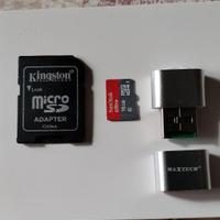 Micro sd 16 gb con adattatore e lettore di schede