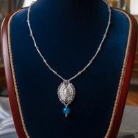 Collana Ciondolo Vintage Inizi 900 gemme agata blu