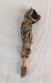 Pipa artigianale da collezione in argilla e bambù 