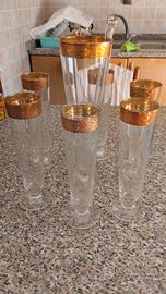 SET 6 FLÛTE + CARAFFA ORO - VINTAGE ANNI '80*