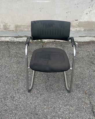 6 sedie da ufficio tessuto/plastica nera