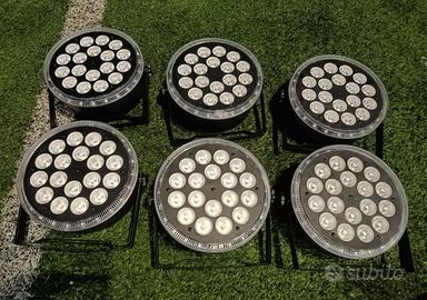 6 fari led slim rgbw con anello pixel  180 watt 