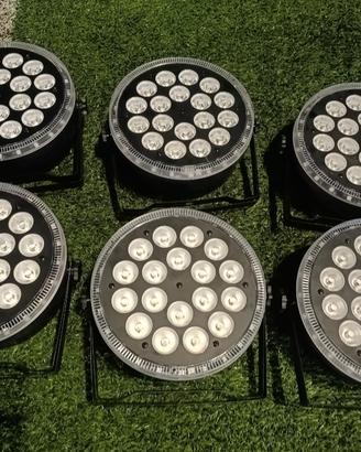 6 fari led slim rgbw con anello pixel  180 watt 