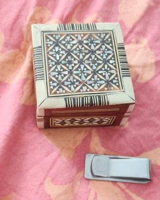 scatolina portagioie in legno vintage+ fermasoldi 