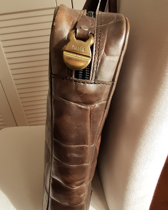 Borsa vintage FURLA in cuoio stampa cocco