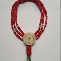 Collana etnica in coral-bamboo e giada