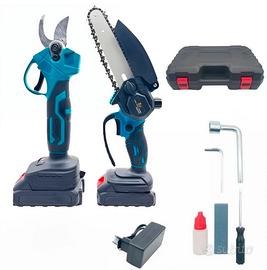 kit forbice Potatura + Motosega + 2 batterie 48v