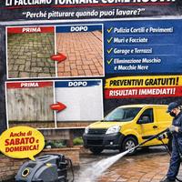 Pulizia cortili e pavimentazioni con idropulitrice