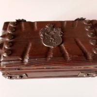SCATOLA COFANETTO SPAGNOLO VINTAGE LEGNO MASSICCIO