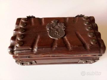 SCATOLA COFANETTO SPAGNOLO VINTAGE LEGNO MASSICCIO