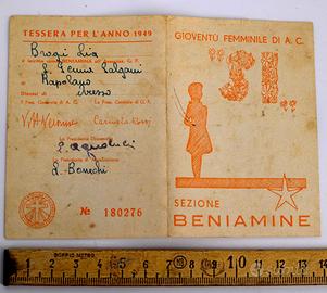 Tessera Azione Cattolica 1949 - Sezione Beniamine