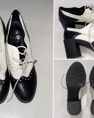 Women’s SDS Black White  Chunky Heel Shoes 40/41
