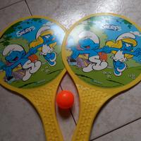 Racchettoni bambini gialli con Puffi nuovi