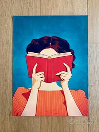 Stampa Poster Tela Donna con libro