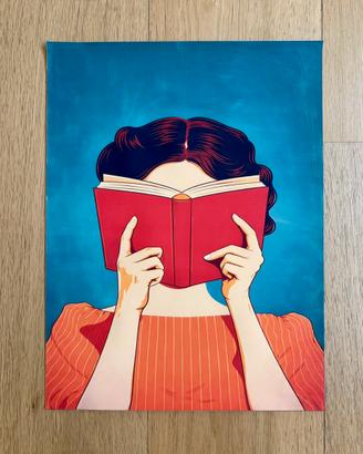 Stampa Poster Tela Donna con libro