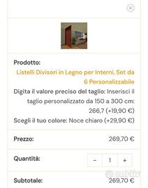 Listelli separatori legno