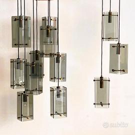Coppia Lampadari anni '60 crystal art 9 e 3 luci
