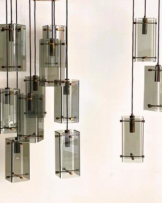 Coppia Lampadari anni '60 crystal art 9 e 3 luci