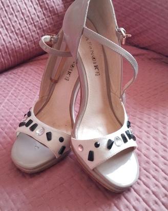 Sandali Cafe'Noir in pelle n.37 con strass.
