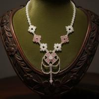Collana Artigianale Vintage chic Quarzo rosa Perle
