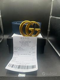 Gucci Double G in Pelle Blu Full Set con Scontrino