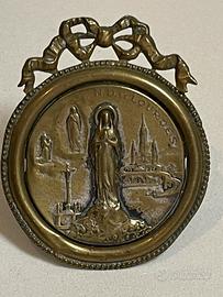 Madonna di Lourdes Placchetta Religiosa Vintage