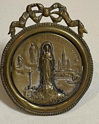Madonna di Lourdes Placchetta Religiosa Vintage