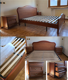 Struttura letto, comodini, rete e materasso