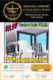Tavolo e 4 sedie per arredo Giardino solo 99