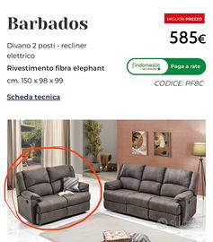Divano 2 posti reclinabile