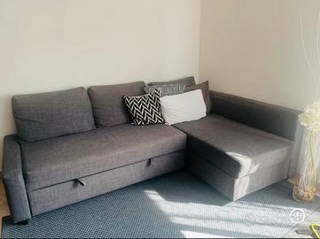 Divano letto angolare tre posti con cassettone