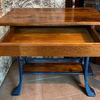  Tavolo o banco da lavoro in castagno e ghisa