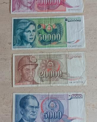 Banconote Dinari Jugoslavia 