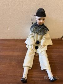 Bambola Pierrot stoffa e porcellana