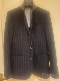 Giacca gessata fondo blue notte