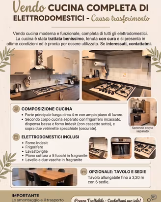 Cucina completa di elettrodomestici