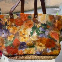 Borsa fiori e paglia