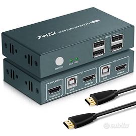 PWAY HDMI KVM Switch 2 in 1 out NUOVO