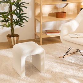 Pouf Lyon 36 × 41 cm in tessuto bouclé bianco