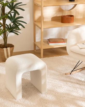 Pouf Lyon 36 × 41 cm in tessuto bouclé bianco