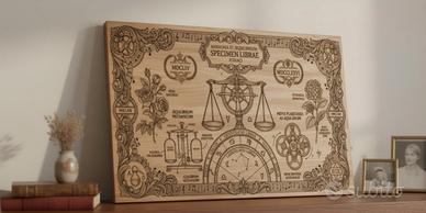 Quadro segno zodiacale bilancia stile vintage